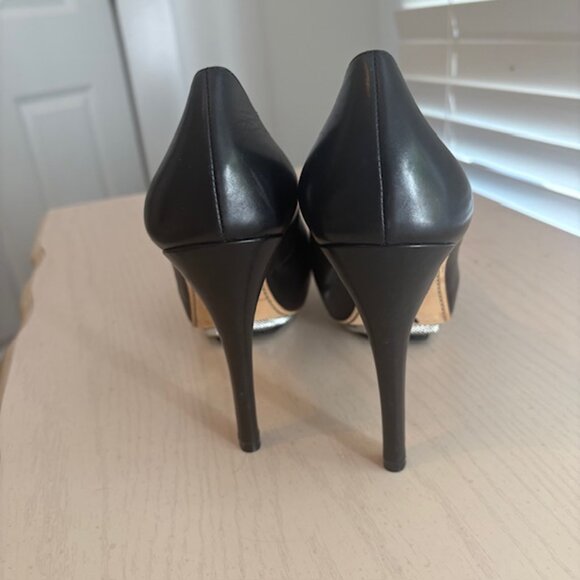 Alejandro Ingelmo Ally Black Leather Designer Platform Pumps - Picture 5 of 6